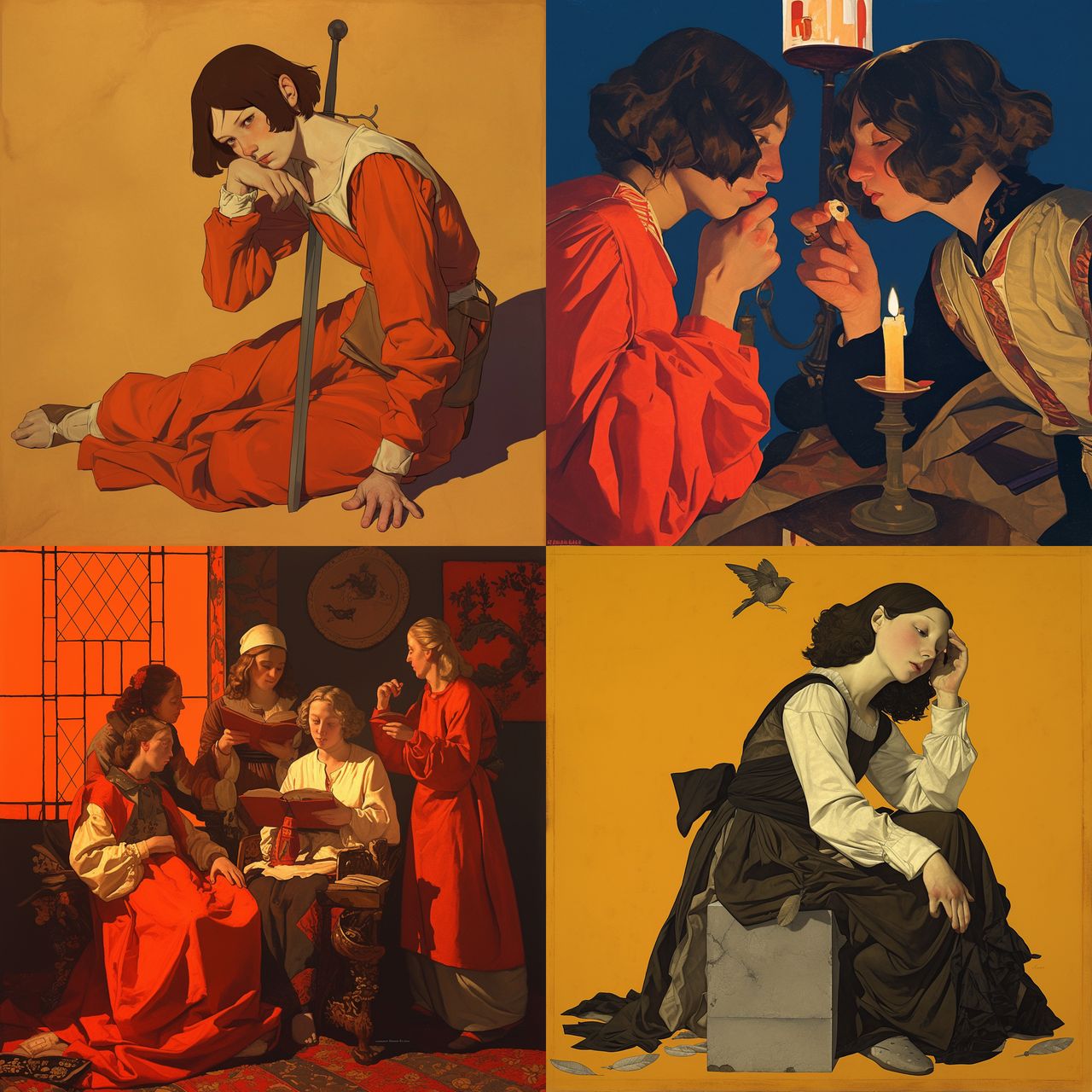Georges de La Tour style, Midjourney Niji 6, render 1 of 4