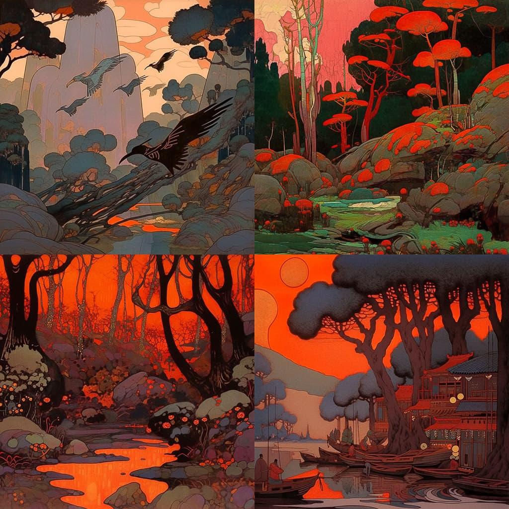 Georges Lacombe style, Midjourney Niji 5, render 1 of 4