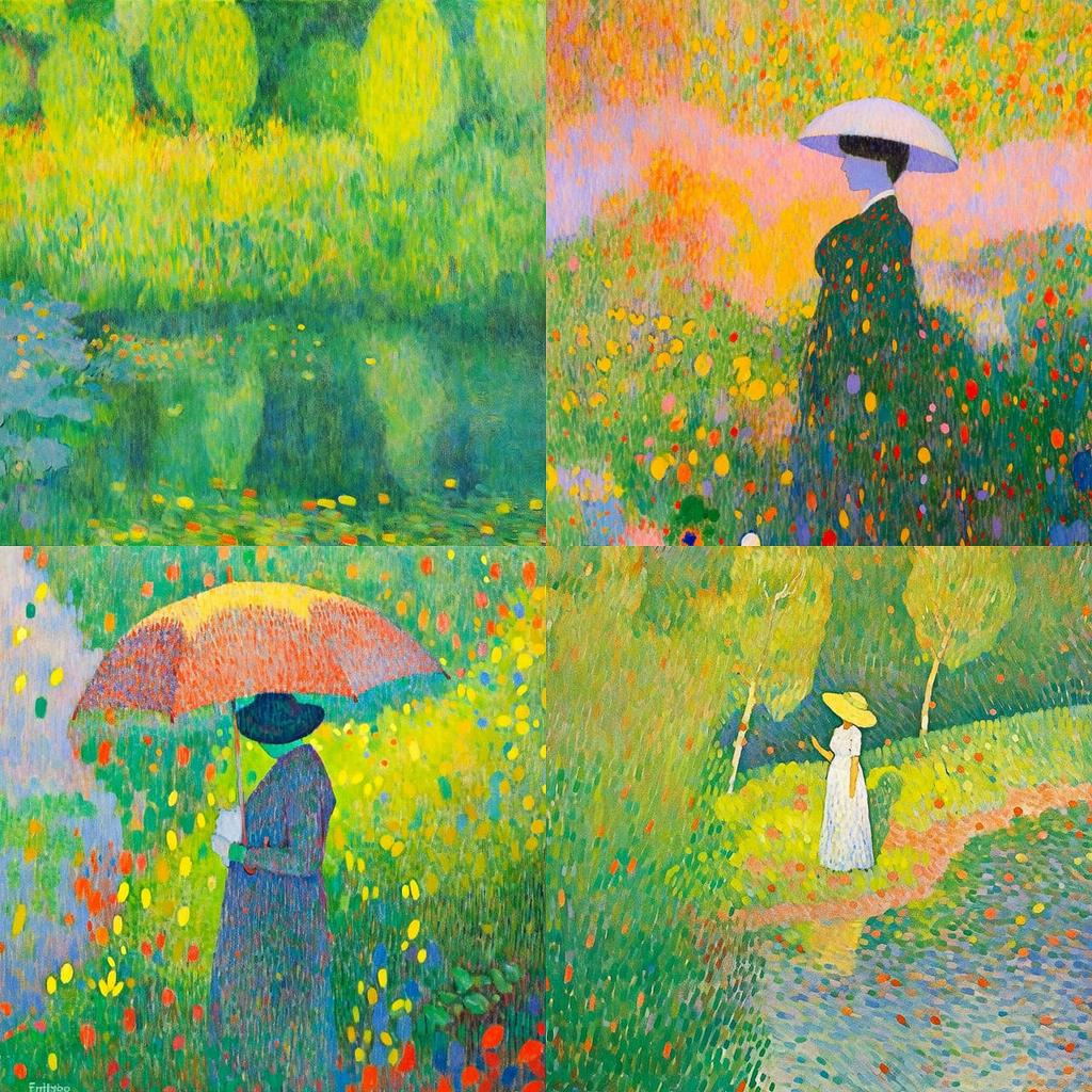 Georges Seurat style, Midjourney Niji 5, render 1 of 4