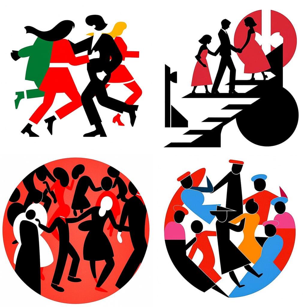 Gerd Arntz style, Midjourney Niji 5, render 1 of 4