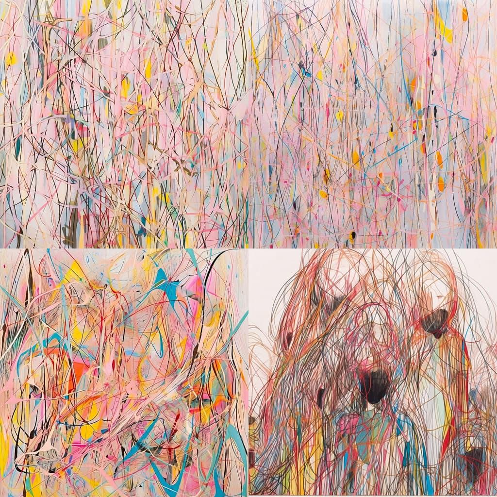 Ghada Amer style, Midjourney Niji 5, render 1 of 4