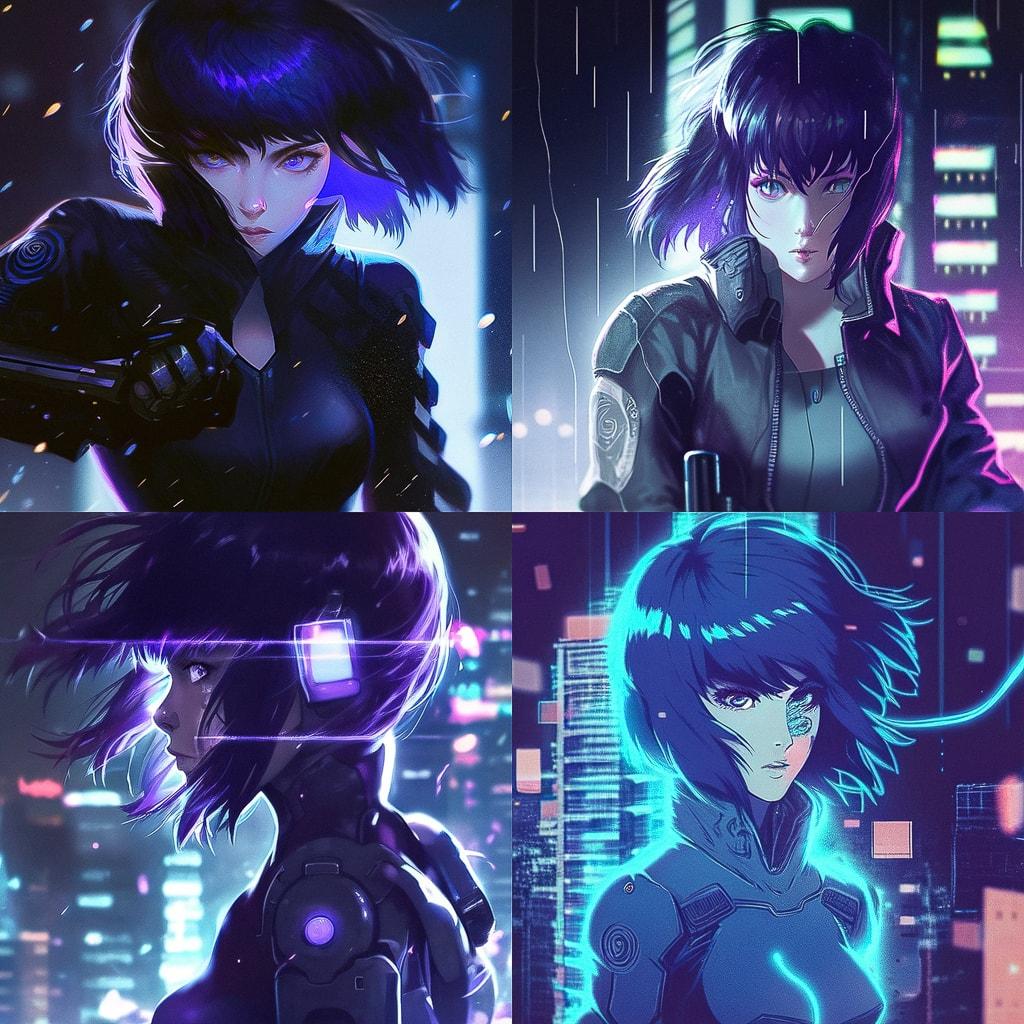Ghost In The Shell style, Midjourney Niji 4, render 1 of 4