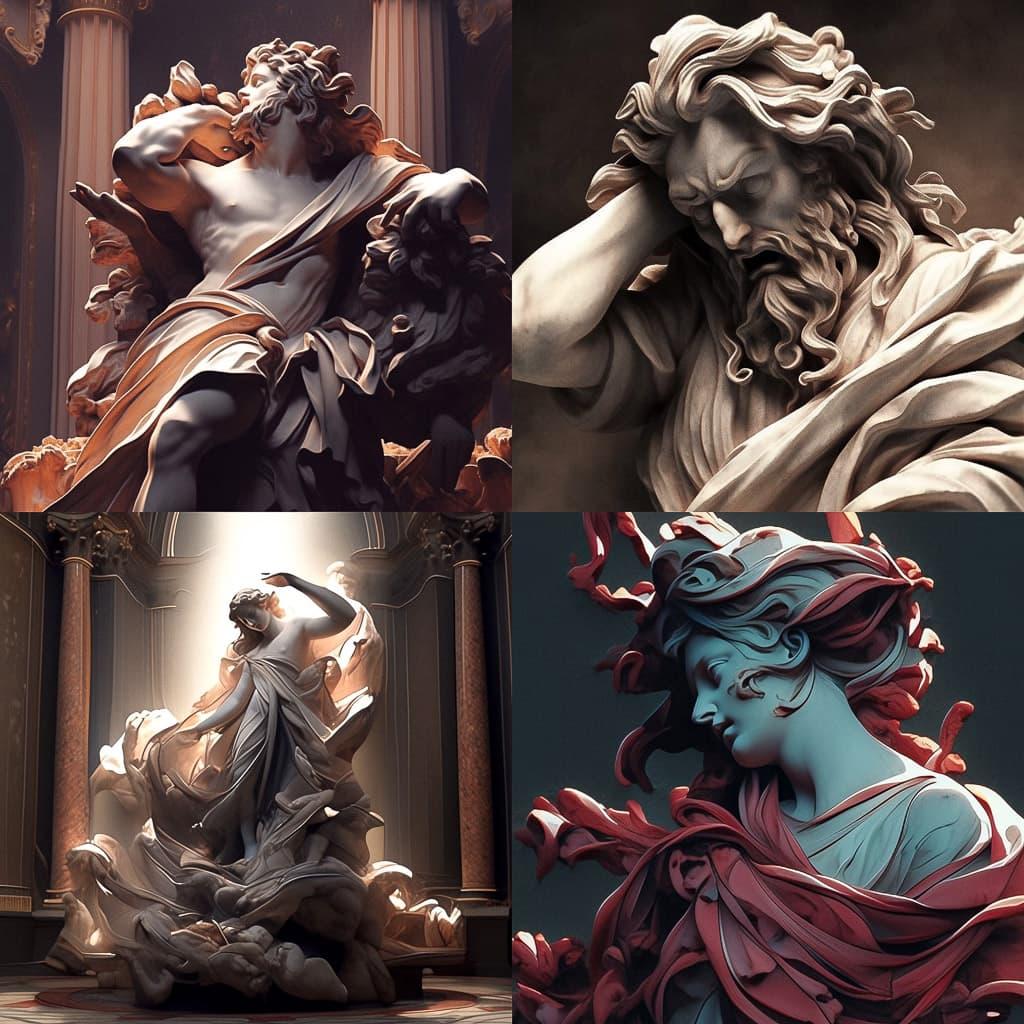 Gian Lorenzo Bernini style, Midjourney Niji 5, render 1 of 4