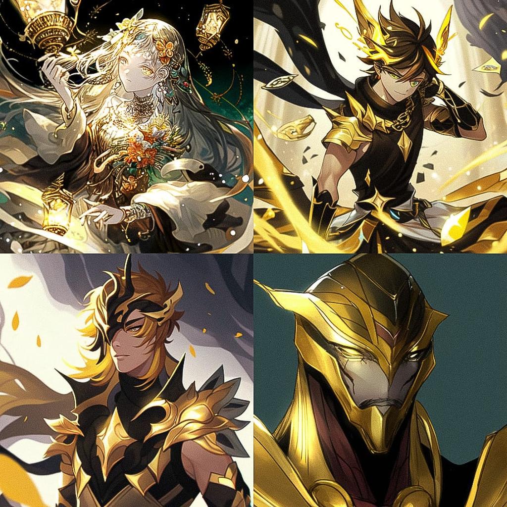 Gilded style, Midjourney Niji 4, render 1 of 4