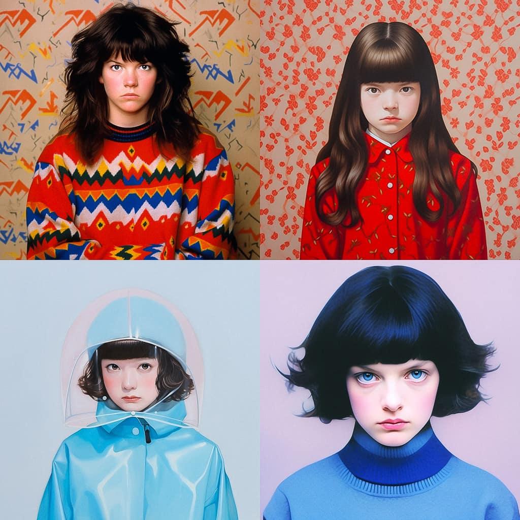 Gillian Wearing style, Midjourney Niji 5, render 1 of 4