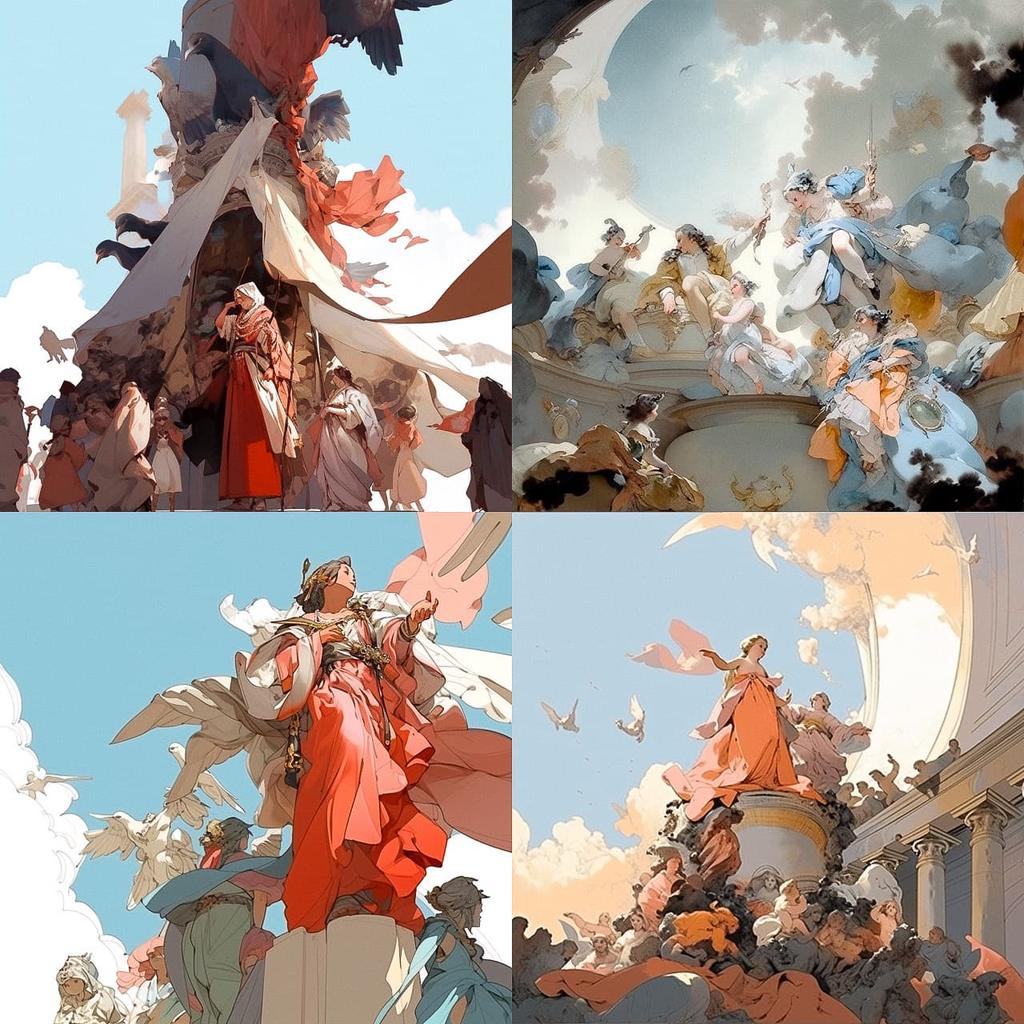 Giovanni Battista Tiepolo style, Midjourney Niji 5, render 1 of 4