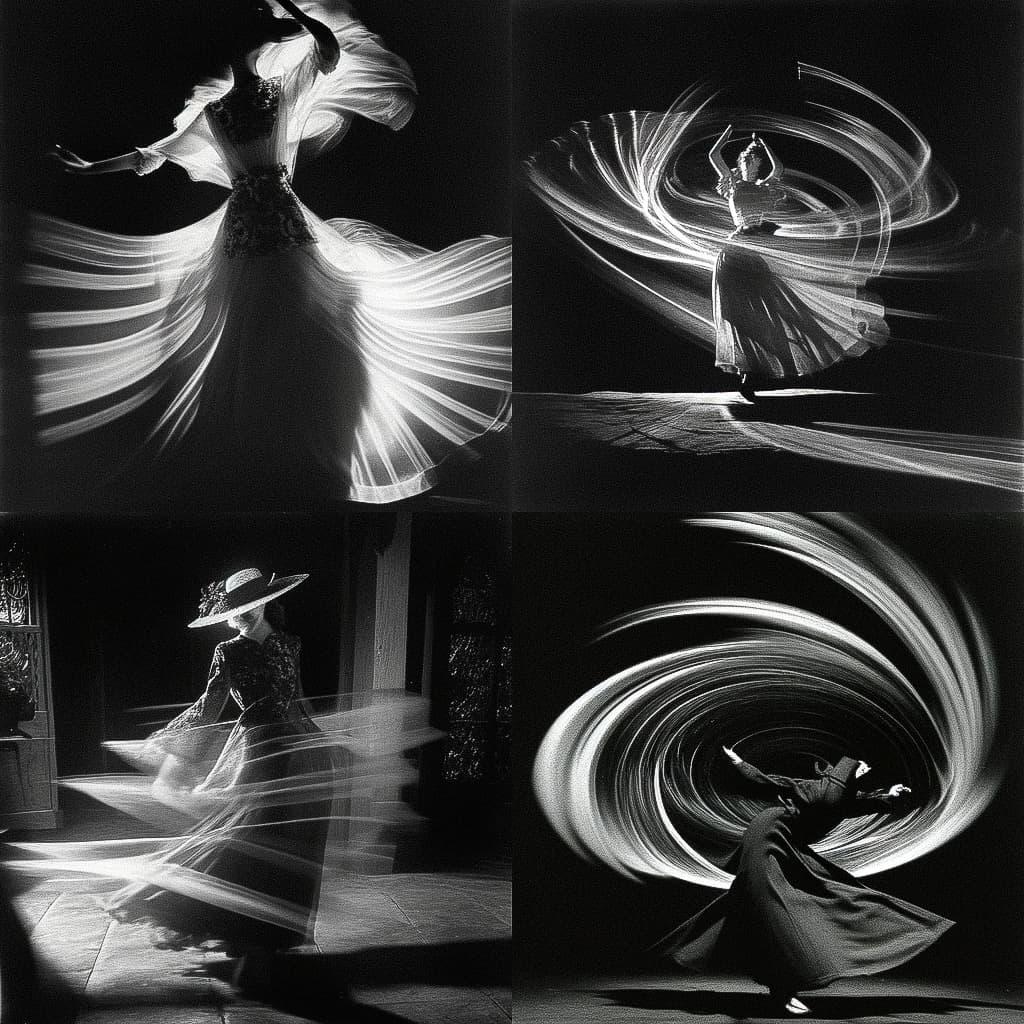 Gjon Mili style, Midjourney Niji 4, render 1 of 4