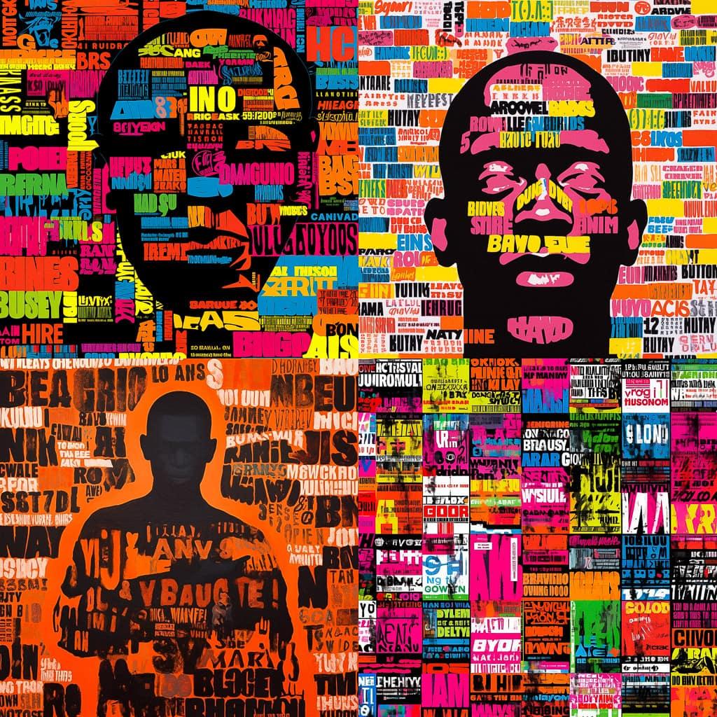 Glenn Ligon style, Midjourney Niji 5, render 1 of 4