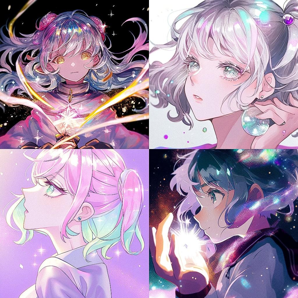 Glitter drawing style, Midjourney Niji 4, render 1 of 4