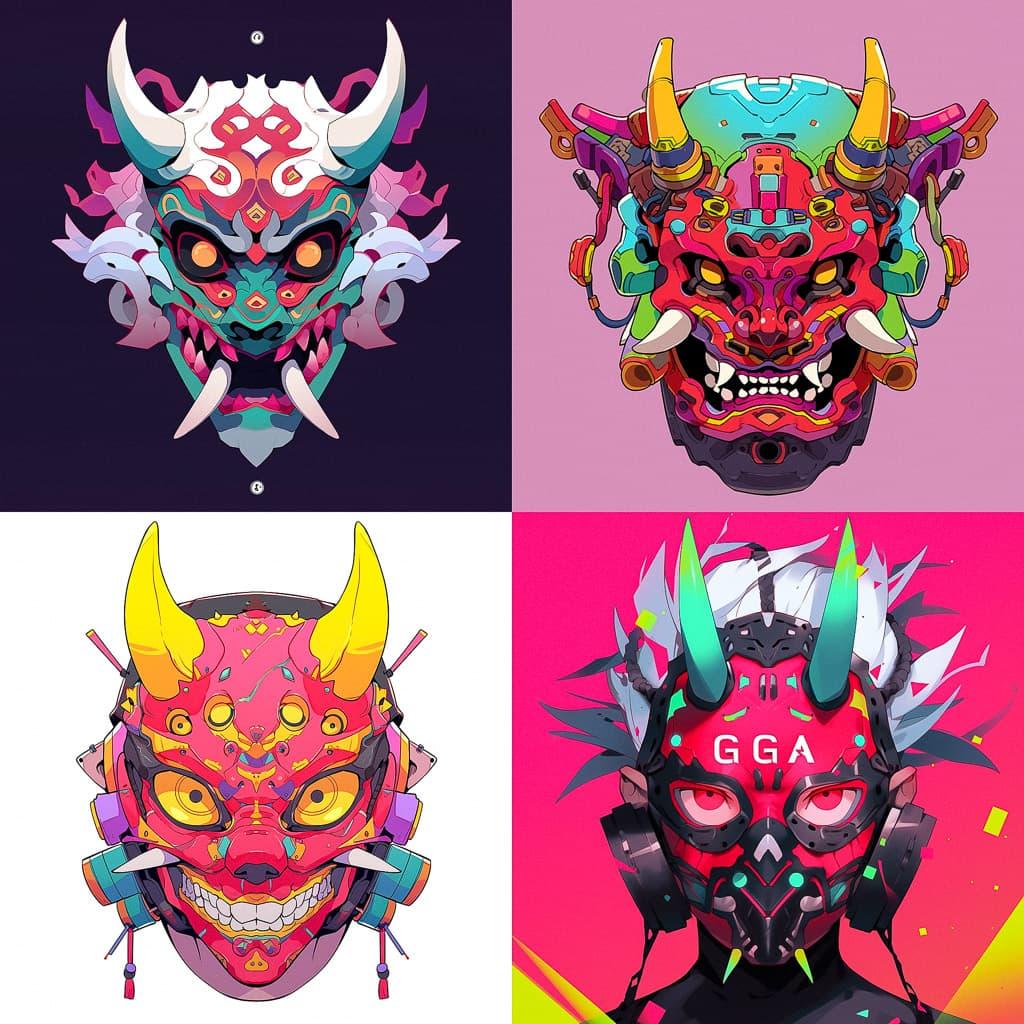 Gnaga mask style, Midjourney Niji 5, render 1 of 4