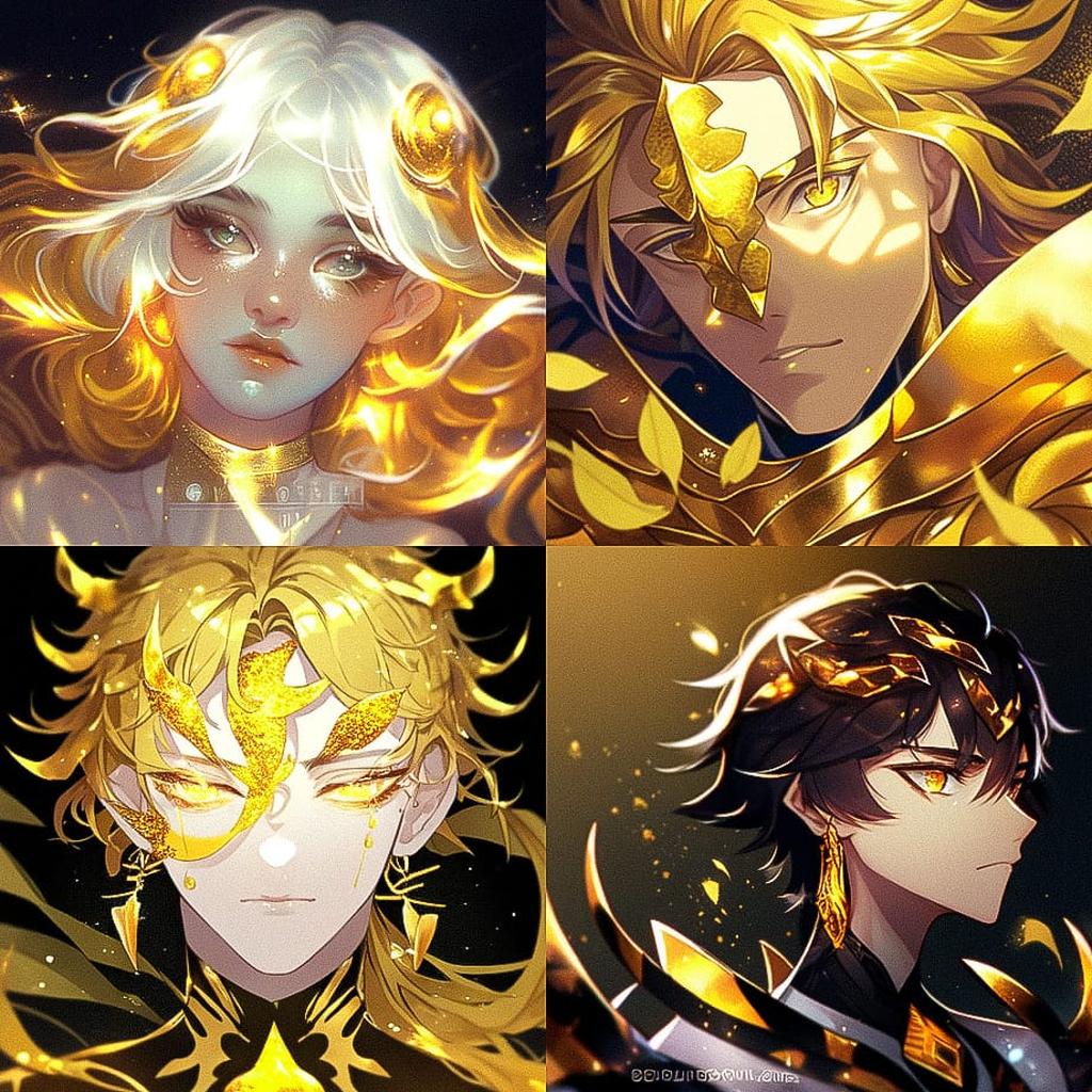 Gold leafing style, Midjourney Niji 4, render 1 of 4