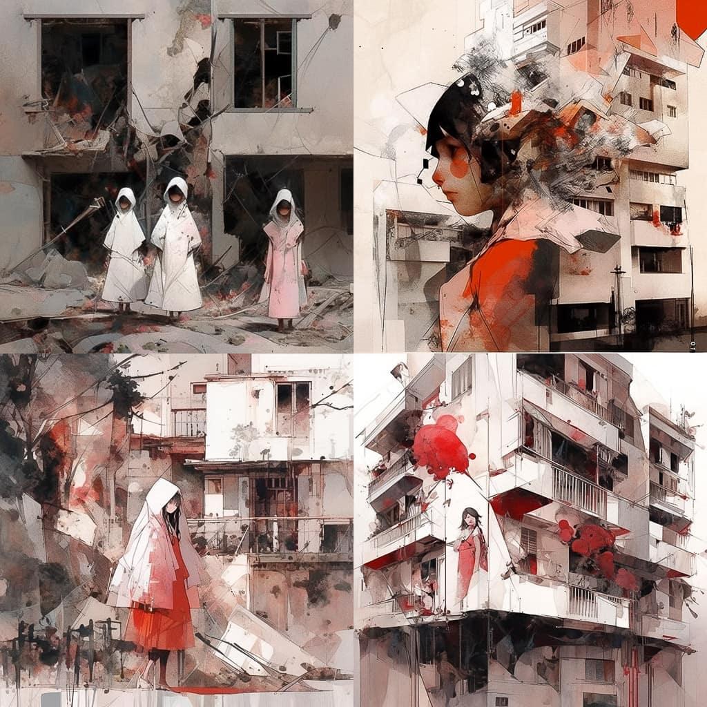 Gonzalo Borondo style, Midjourney Niji 5, render 1 of 4