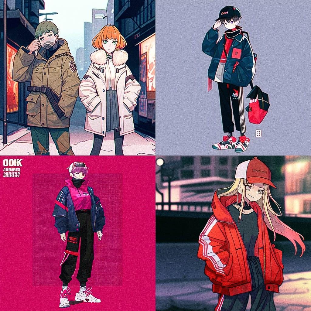 Gopnik fashion style, Midjourney Niji 4, render 1 of 4