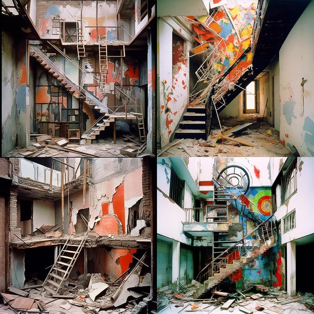 Gordon Matta-Clark style, Midjourney Niji 5, render 1 of 4