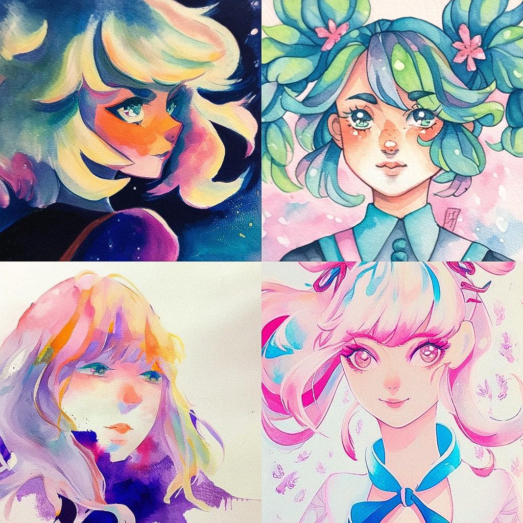 Gouache paint style, Midjourney Niji 4, render 1 of 4