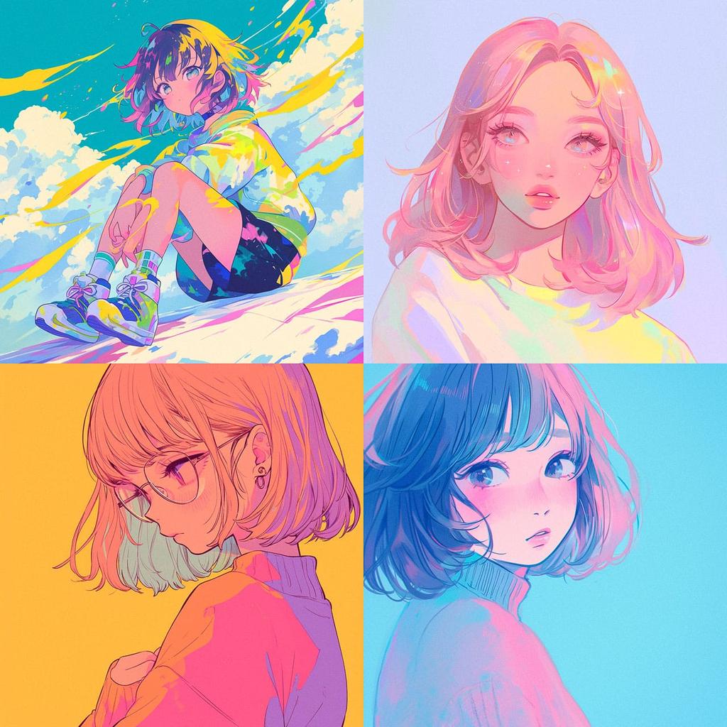 Gradient colors style, Midjourney Niji 6, render 1 of 4