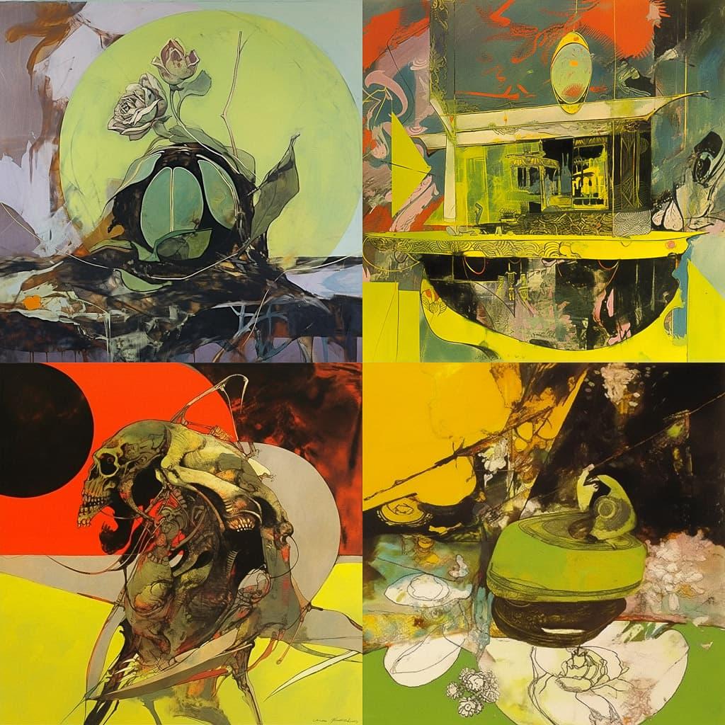 Graham Sutherland style, Midjourney Niji 5, render 1 of 4