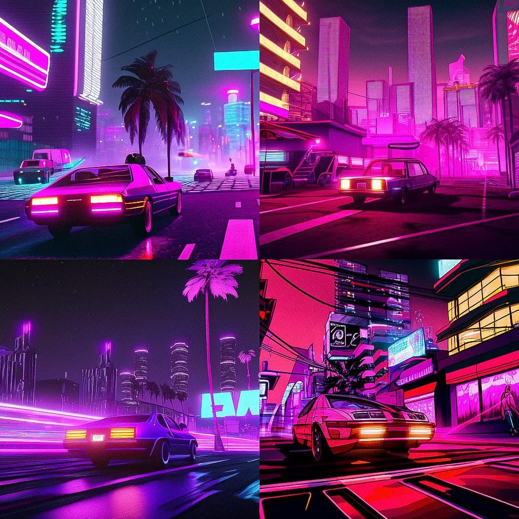 Grand Theft Auto style, Midjourney Niji 5, render 1 of 4