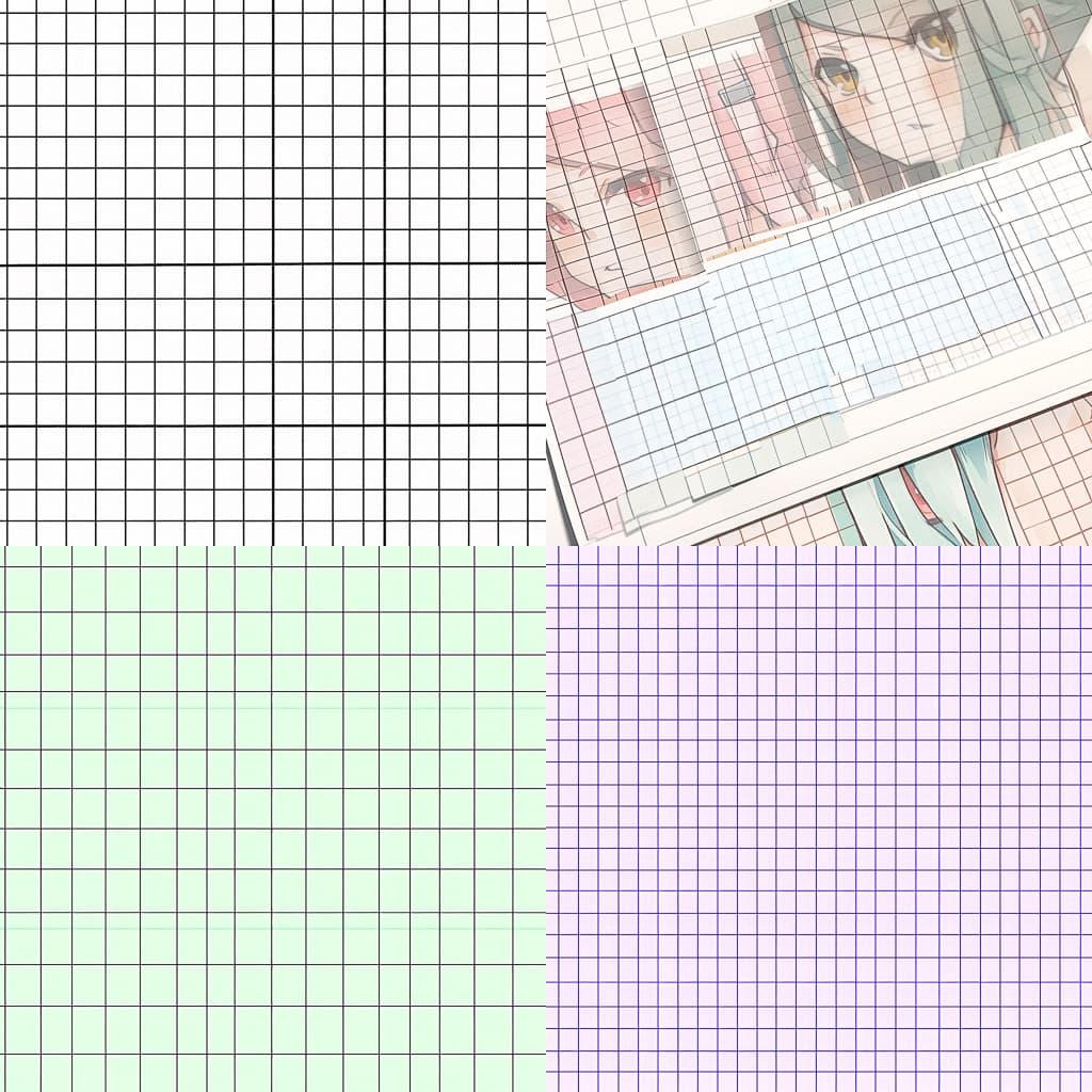 Graph paper style, Midjourney Niji 5, render 1 of 4