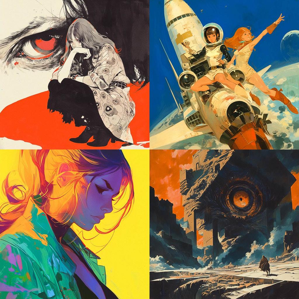 Gray Morrow style, Midjourney Niji 5, render 1 of 4