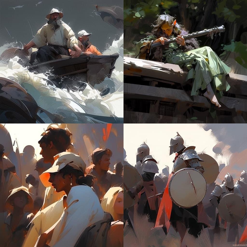 Greg Manchess style, Midjourney Niji 5, render 1 of 4