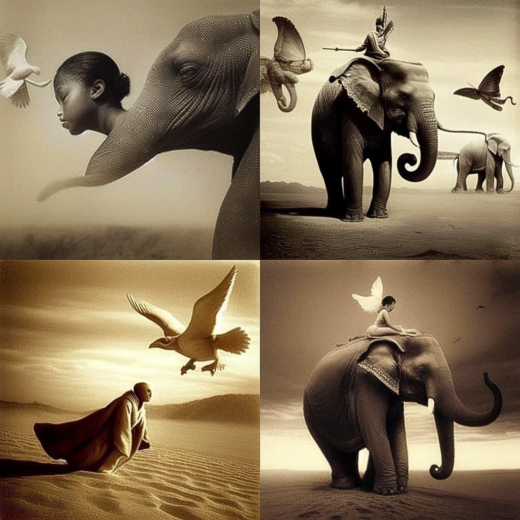 Gregory Colbert style, Midjourney Niji 5, render 1 of 4