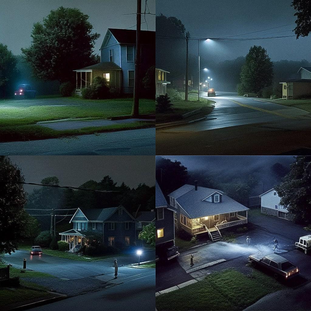 Gregory Crewdson style, Midjourney Niji 4, render 1 of 4