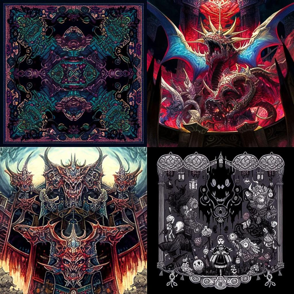 Grotesque tapestry style, Midjourney Niji 4, render 1 of 4