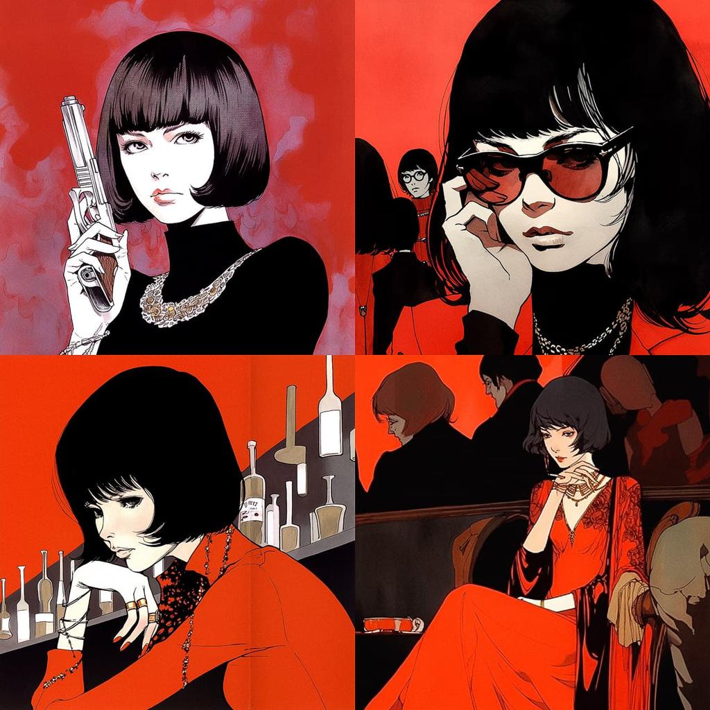 Guido Crepax style, Midjourney Niji 5, render 1 of 4