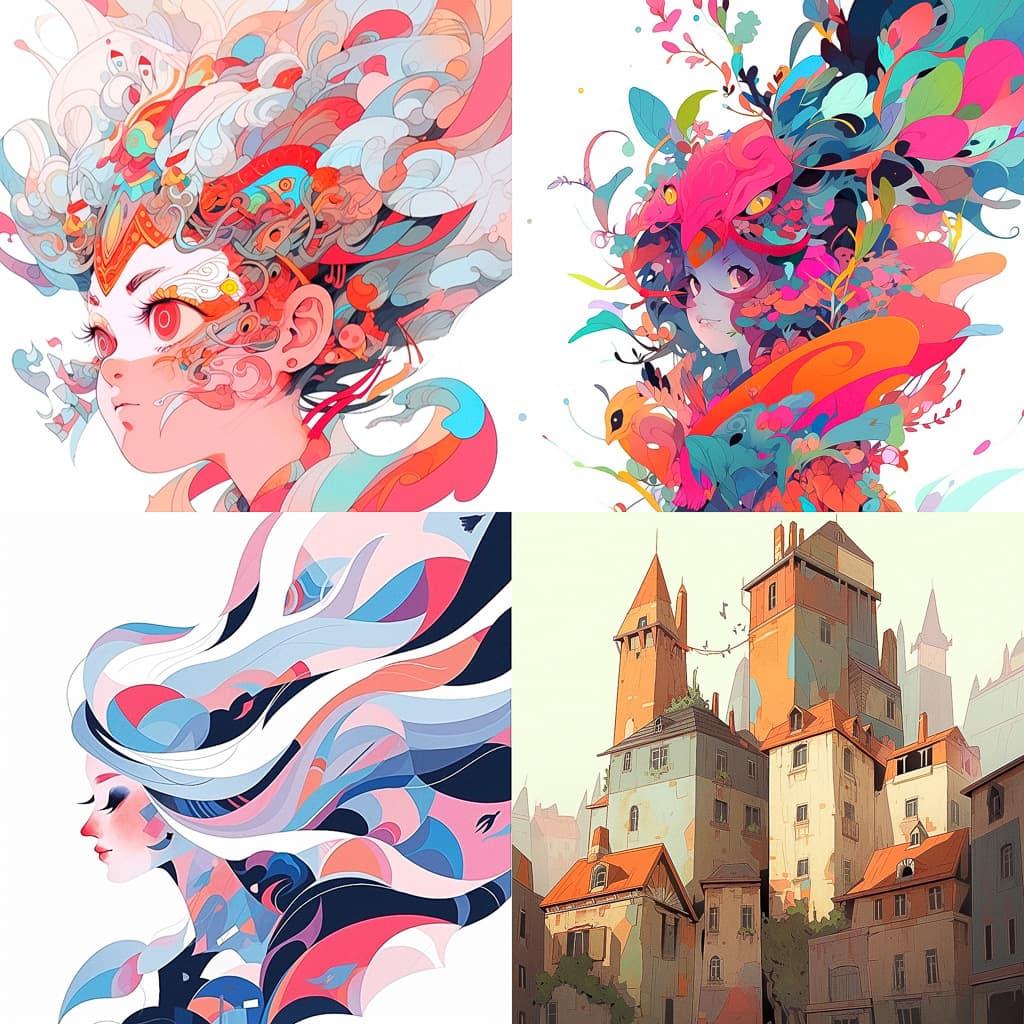 Guillaume Corneille style, Midjourney Niji 5, render 1 of 4