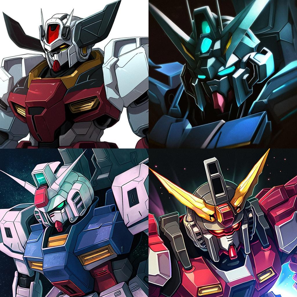 Gundam style, Midjourney Niji 4, render 1 of 4