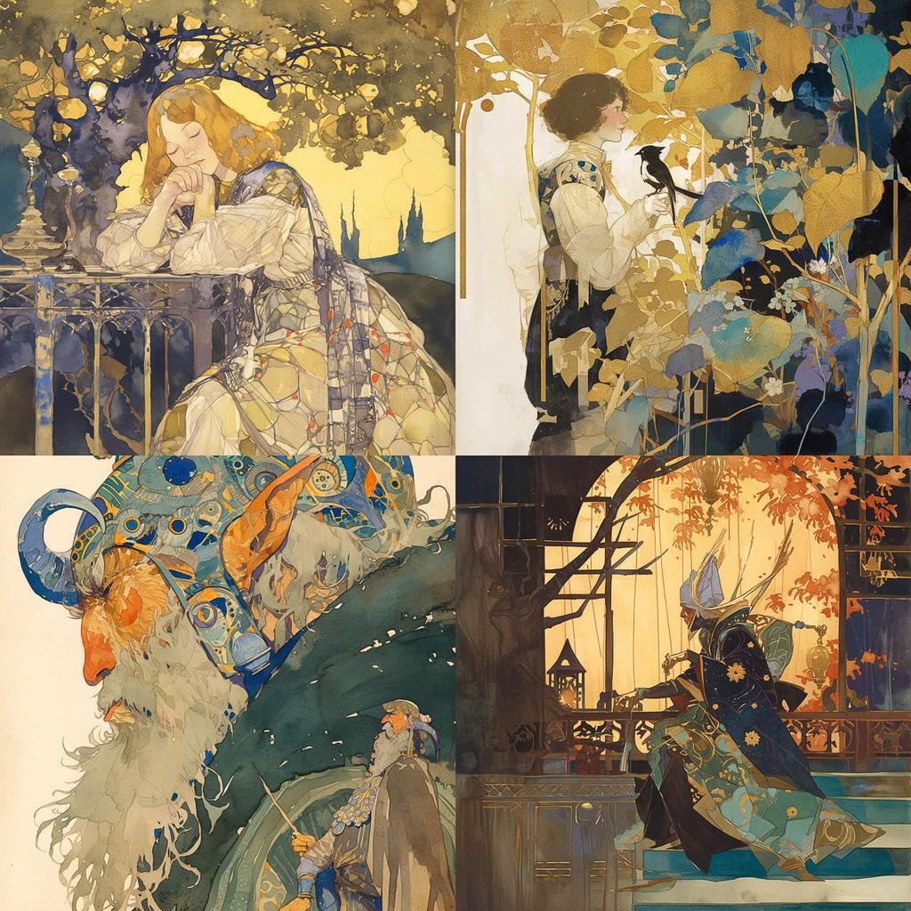 Gustav-Adolf Mossa style, Midjourney Niji 6, render 1 of 4