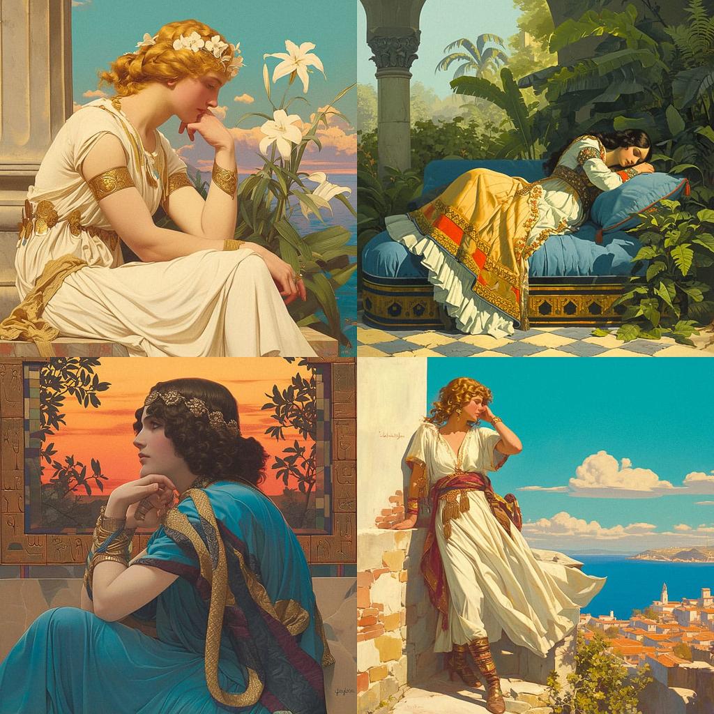 Gustave Boulanger style, Midjourney Niji 5, render 1 of 4