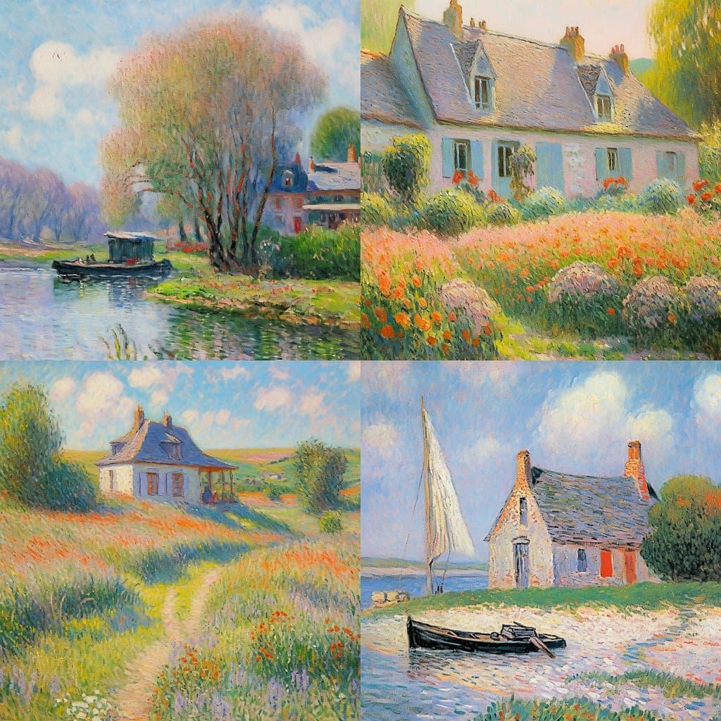 Gustave Loiseau style, Midjourney Niji 5, render 1 of 4