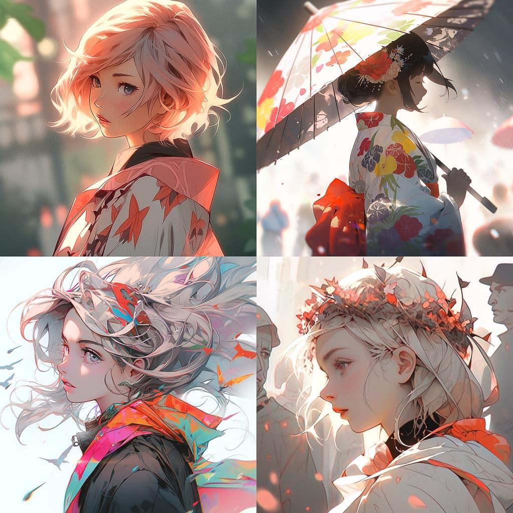Guweiz style, Midjourney Niji 5, render 1 of 4