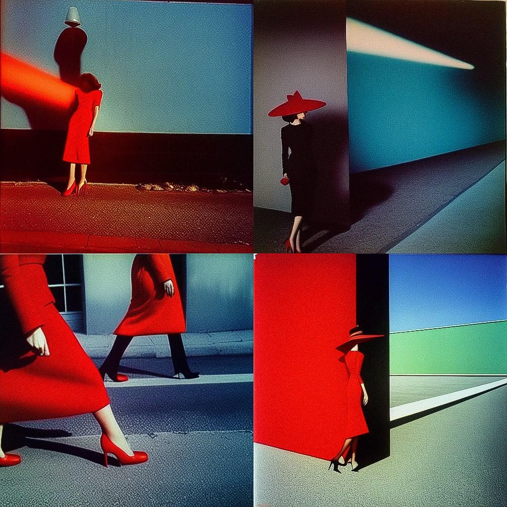 Guy Bourdin style, Midjourney Niji 4, render 1 of 4