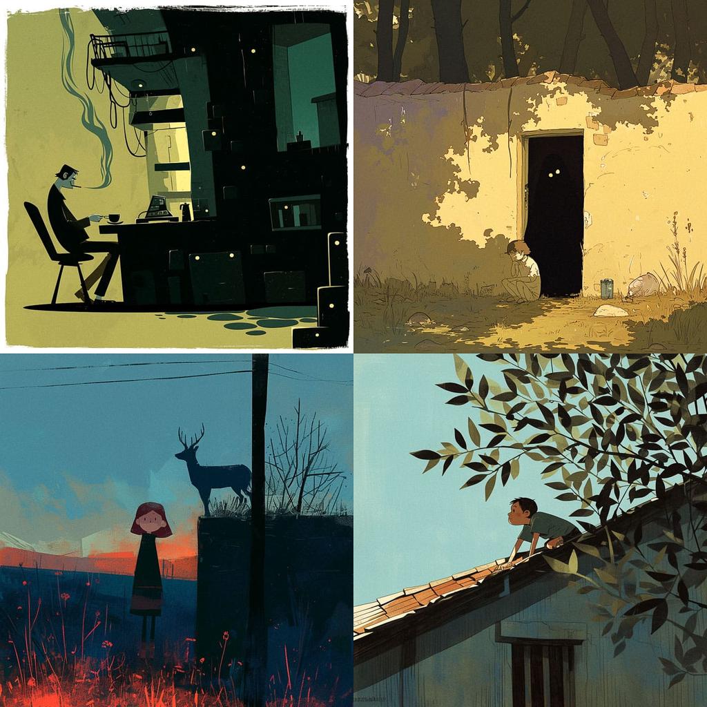Guy Delisle style, Midjourney Niji 5, render 1 of 4