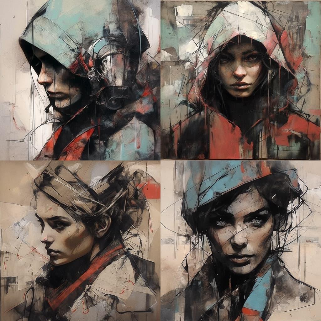 Guy Denning style, Midjourney Niji 5, render 1 of 4