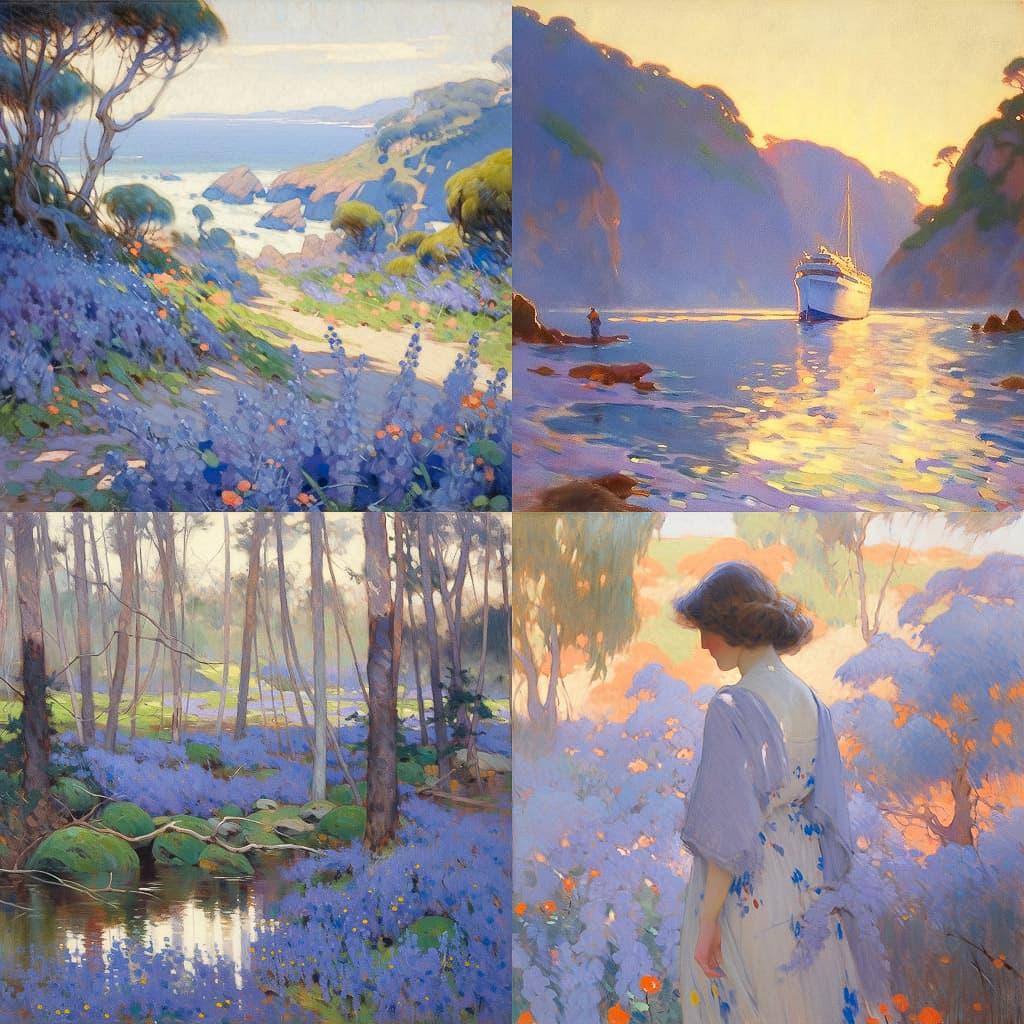Guy Rose style, Midjourney Niji 5, render 1 of 4