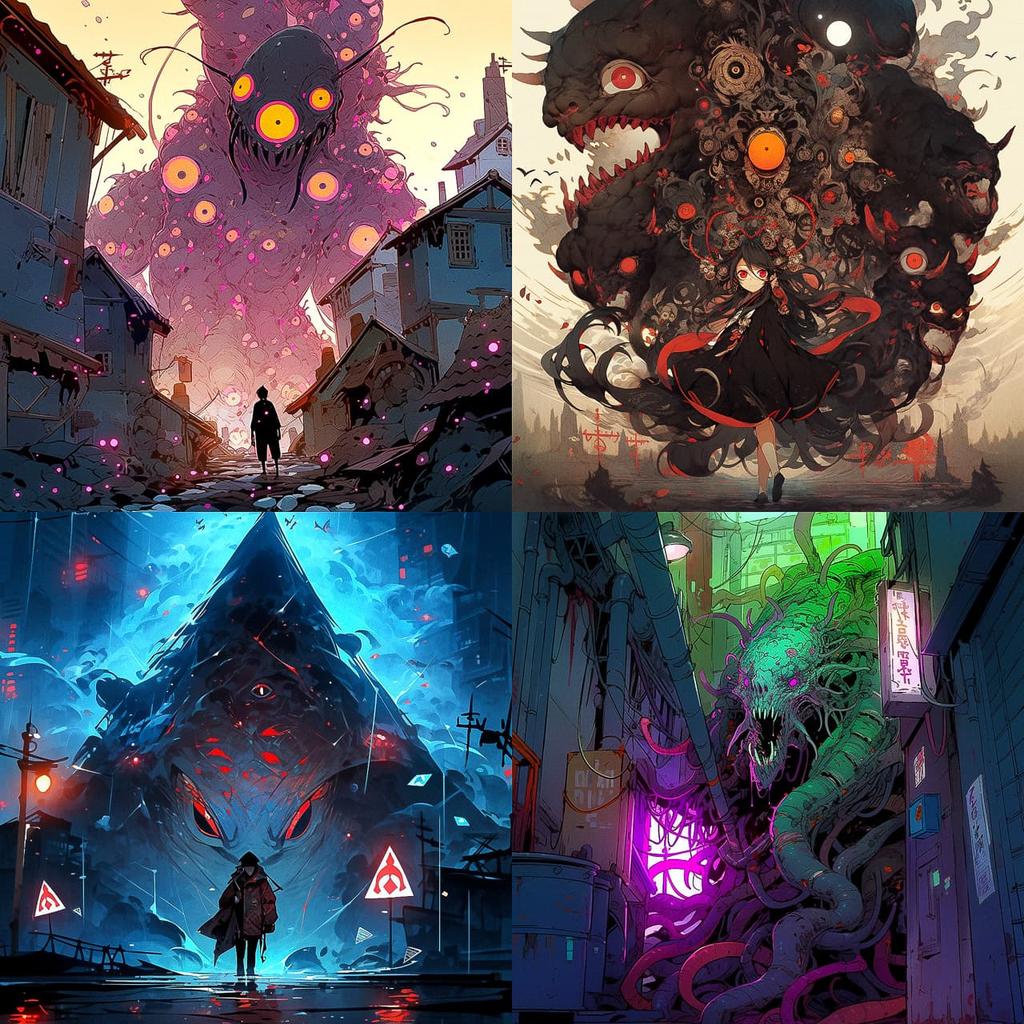 H. P. Lovecraft style, Midjourney Niji 5, render 1 of 4