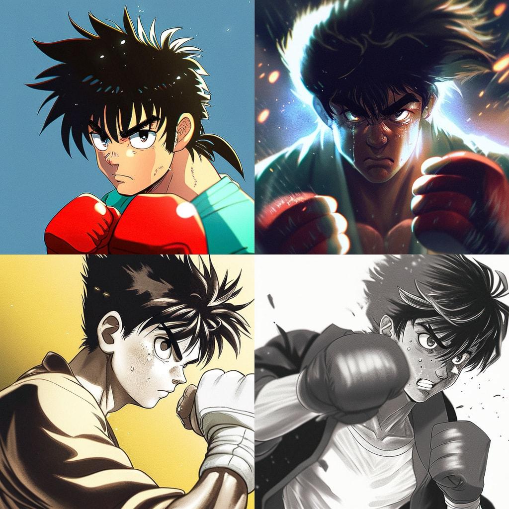 Hajime no Ippo style, Midjourney Niji 4, render 1 of 4