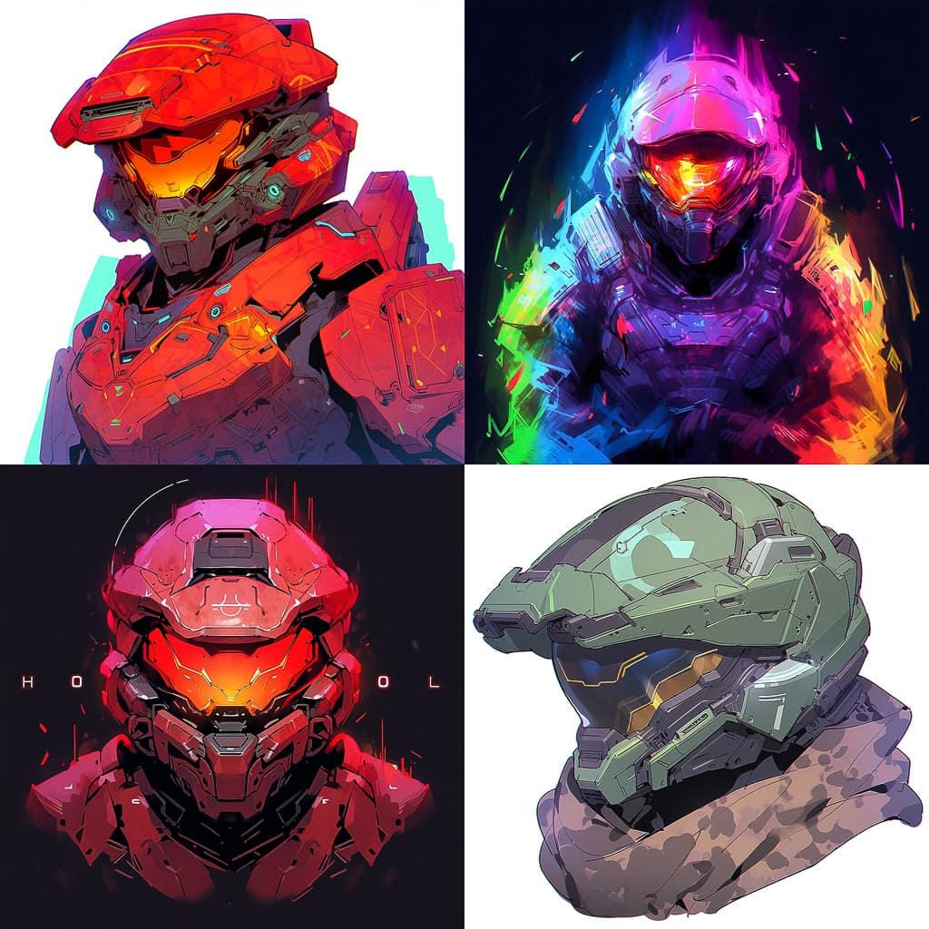 Halo style, Midjourney Niji 5, render 1 of 4