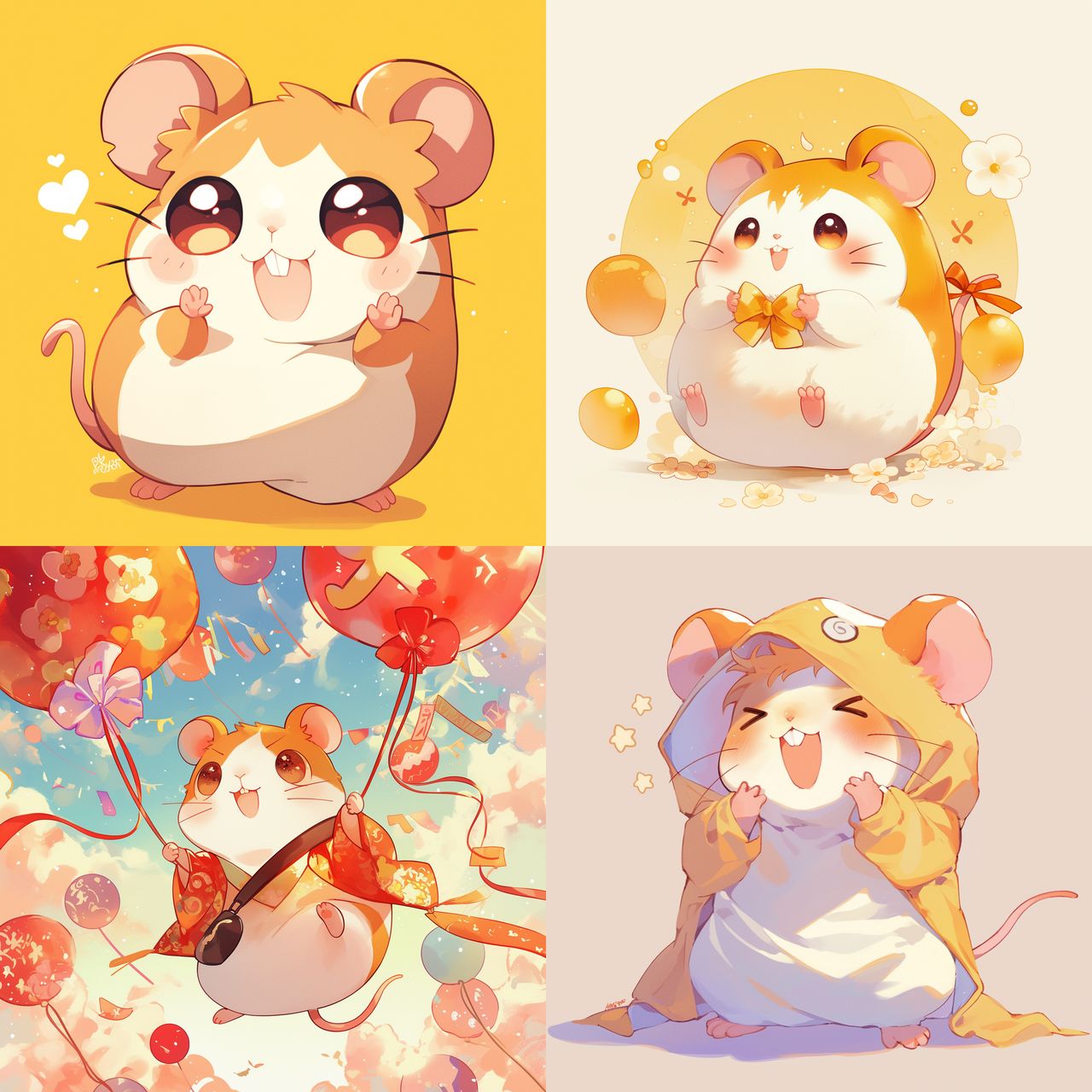 Hamtaro style, Midjourney Niji 6, render 1 of 4