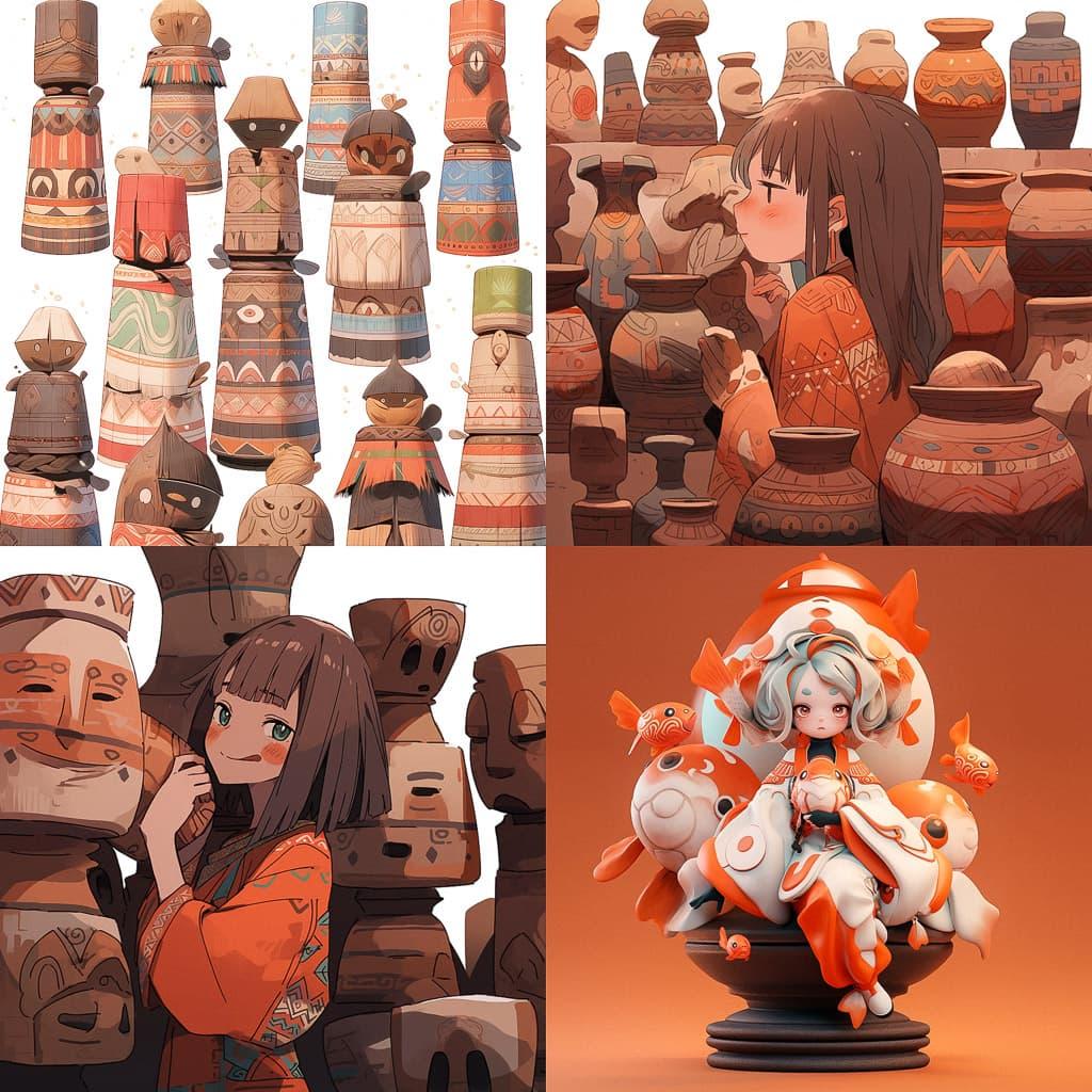Haniwa style, Midjourney Niji 5, render 1 of 4