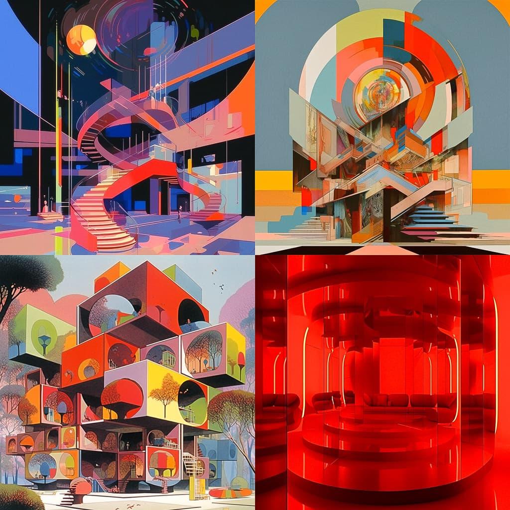 Hans Hollein style, Midjourney Niji 5, render 1 of 4