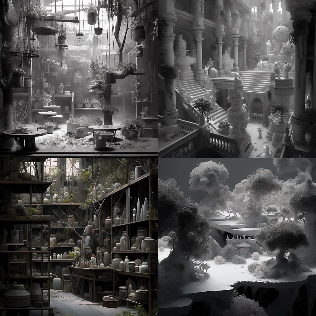 Hans Op de Beeck style, Midjourney Niji 5, render 1 of 4