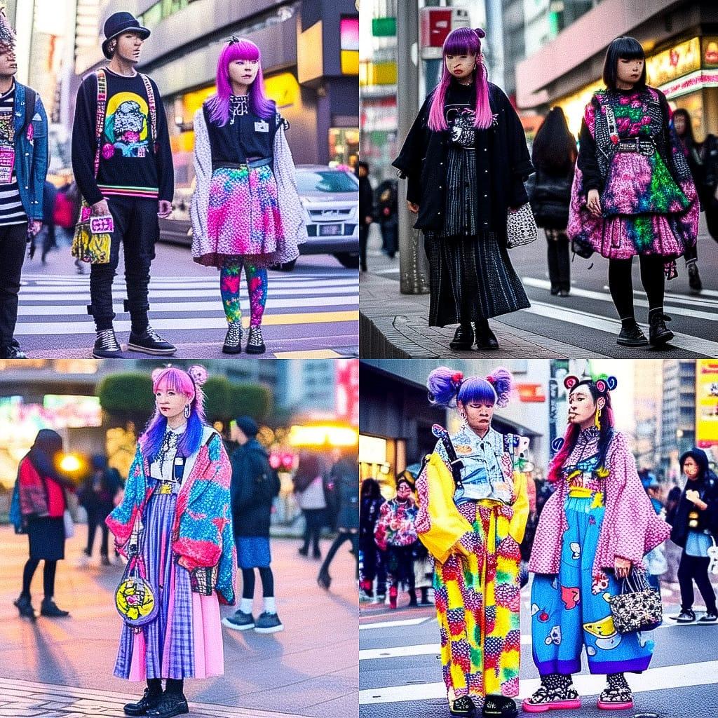 Harajuku fashion style, Midjourney Niji 4, render 1 of 4