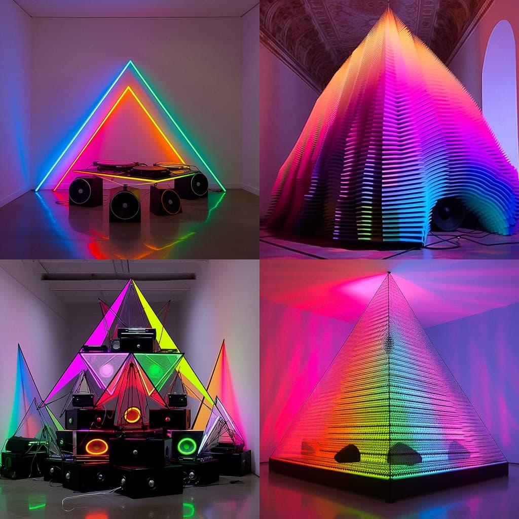 Haroon Mirza style, Midjourney Niji 5, render 1 of 4