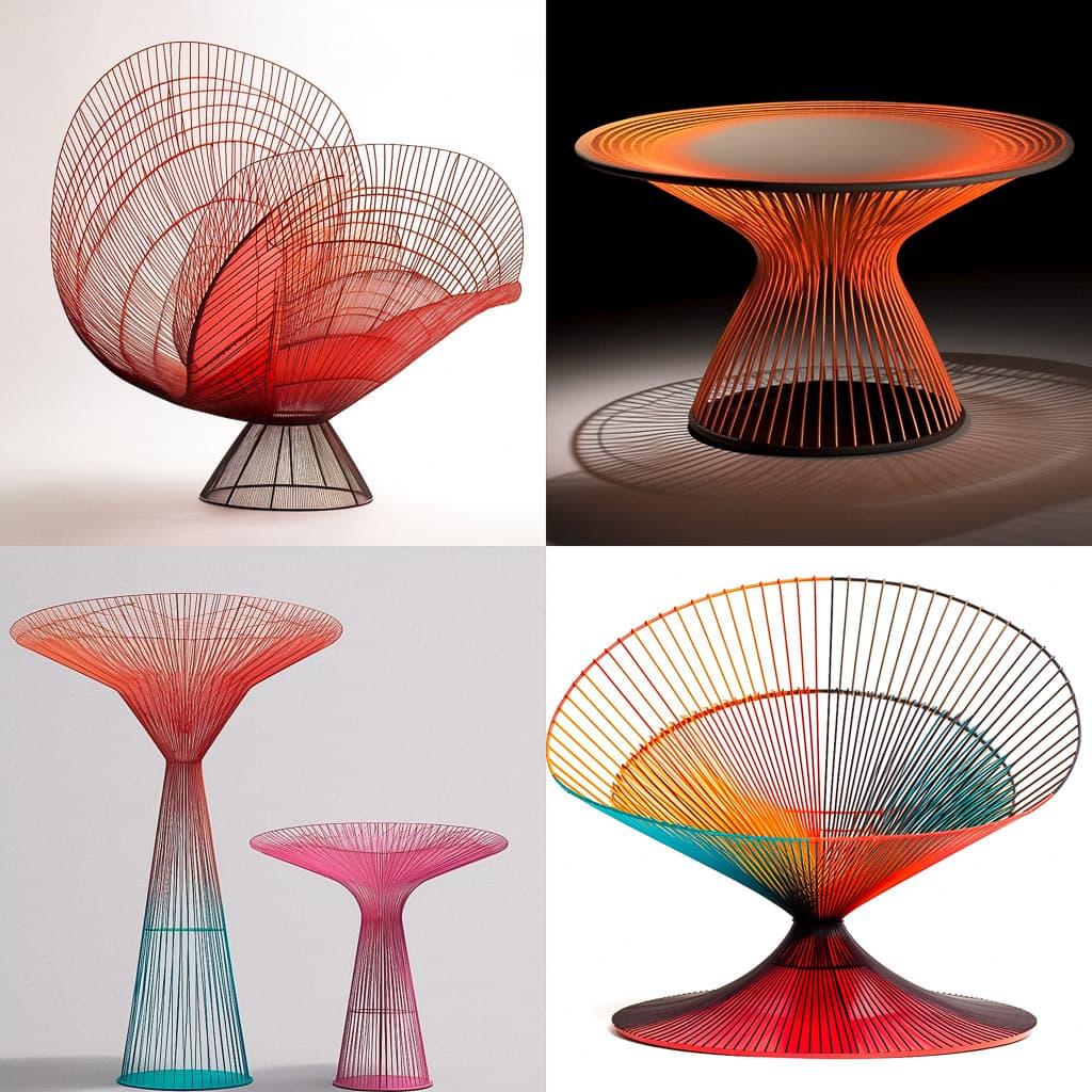 Harry Bertoia style, Midjourney Niji 5, render 1 of 4