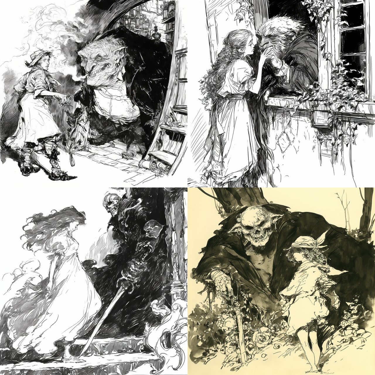 Harry Furniss style, Midjourney Niji 6, render 1 of 4